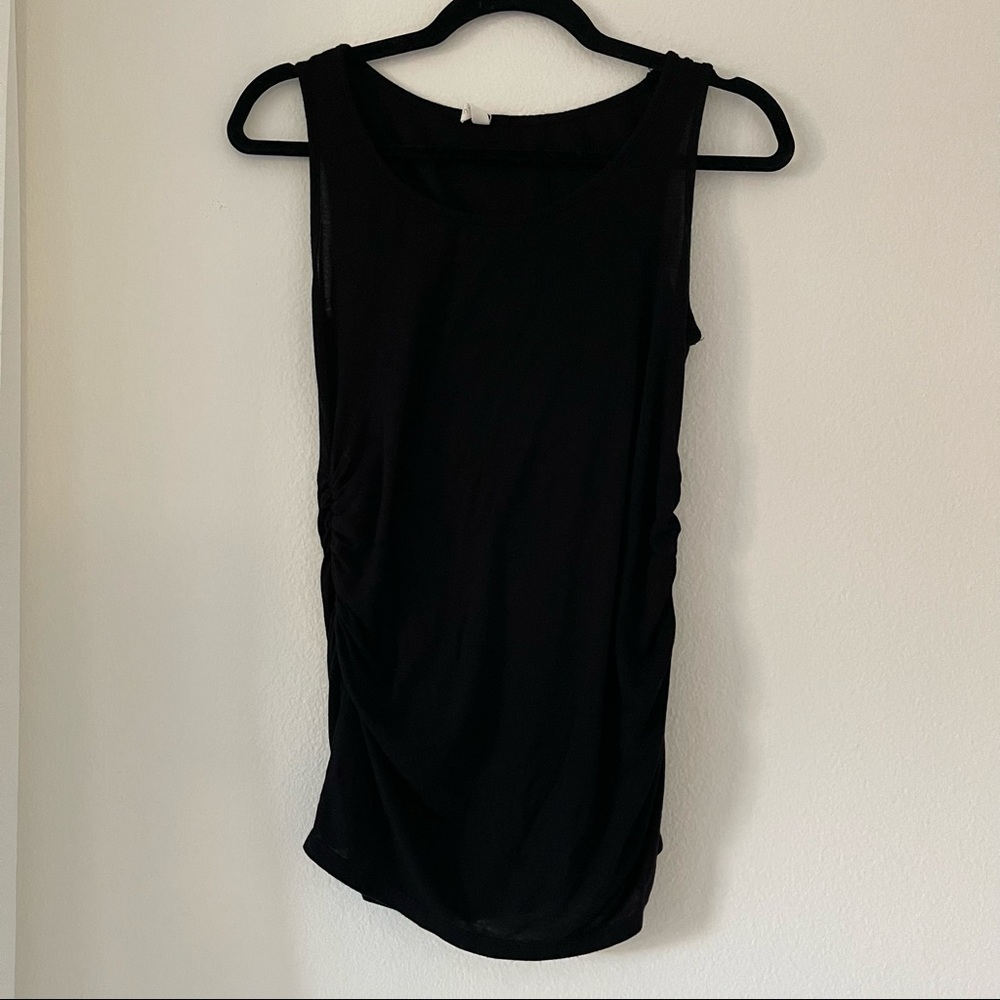 Pink Blush Ruched Black Maternity Tank -size small